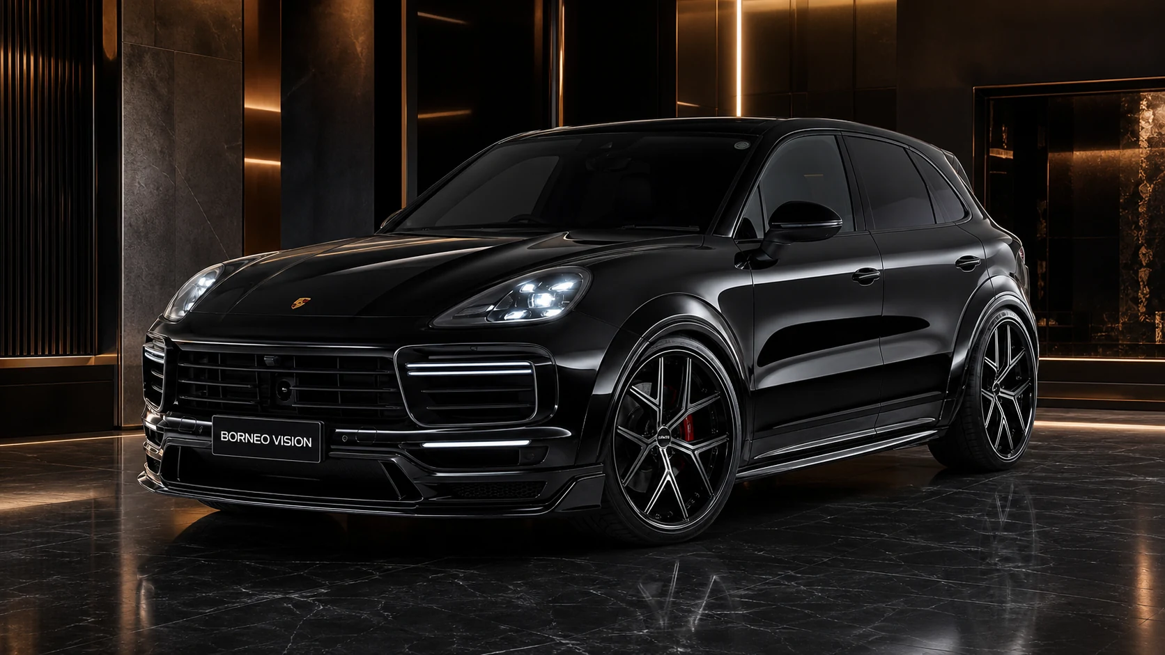 Sport Aero Black Edition — Porsche Cayenne 9YA (2018–2022) — front three-quarter