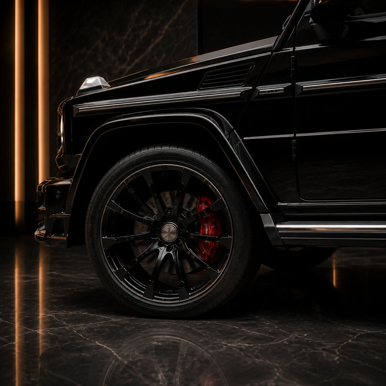 Sport Aero Black Edition — Mercedes-AMG G63 W463 (2013–2017) — wheel and side detail