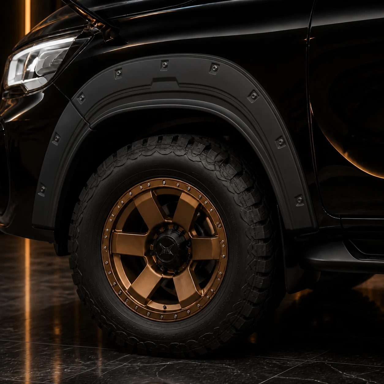 Sport Aero Black Edition Bumper Type — Toyota Hilux GUN125 (2020+) — wheel and side detail