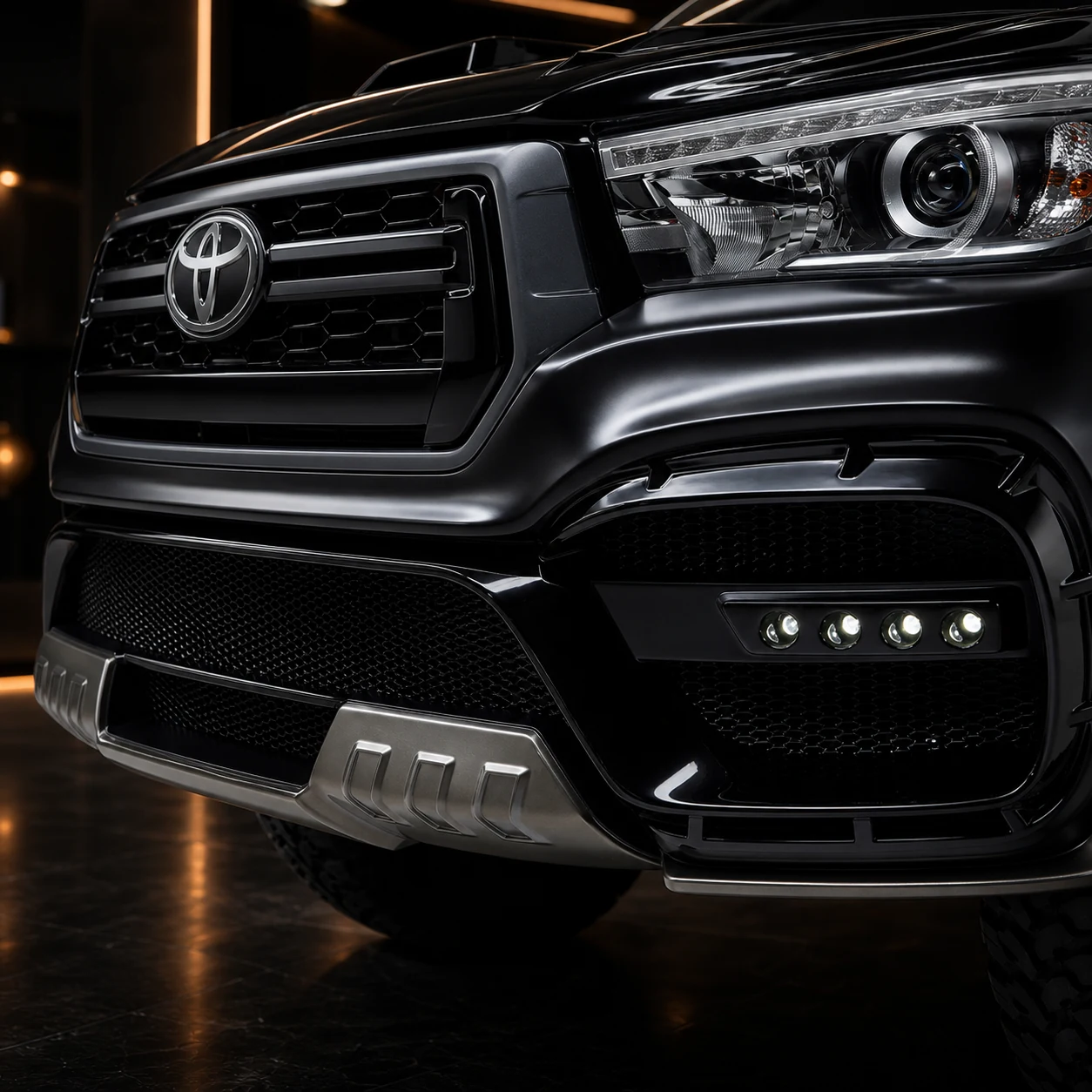 Sport Aero Black Edition — Toyota Hilux GUN125 (2017–2020) — front aero detail
