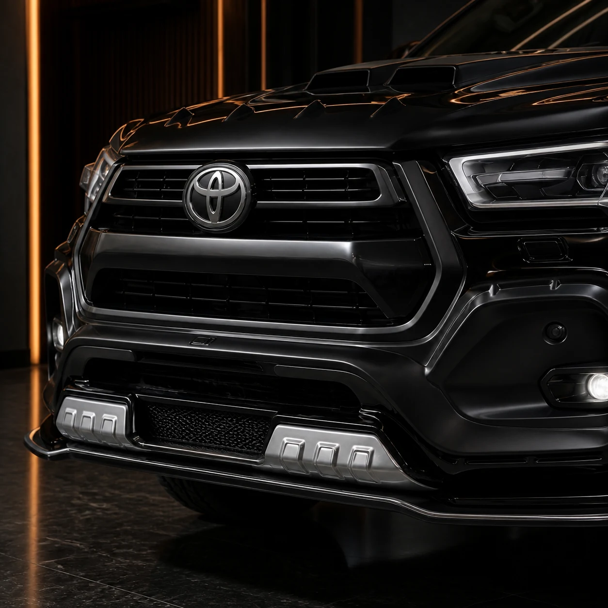 Sport Aero Black Edition Half Type — Toyota Hilux GUN125 (2020+) — front aero detail