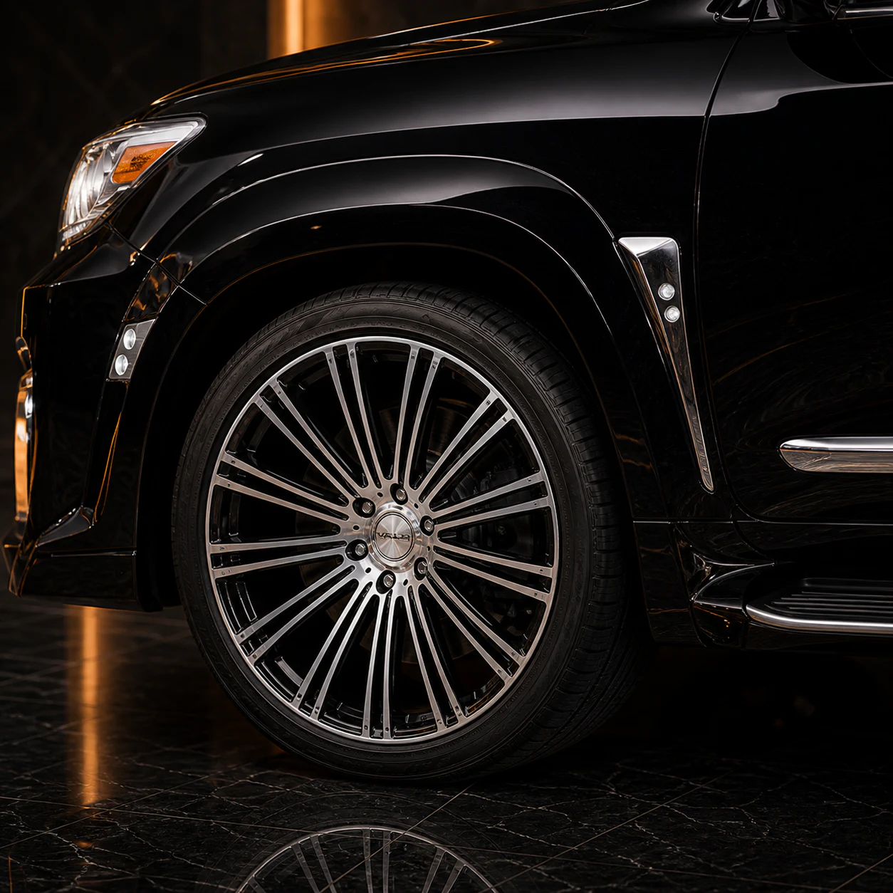 2012–2015 Lexus LX570 Black Edition radial wheel and 40 mm over-fender concept visual