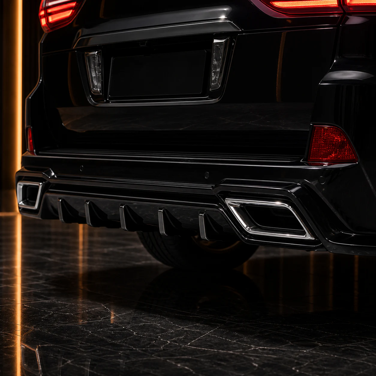 Lexus LX570 BV Sport Aero rear skirt and six-fin diffuser detail concept visual