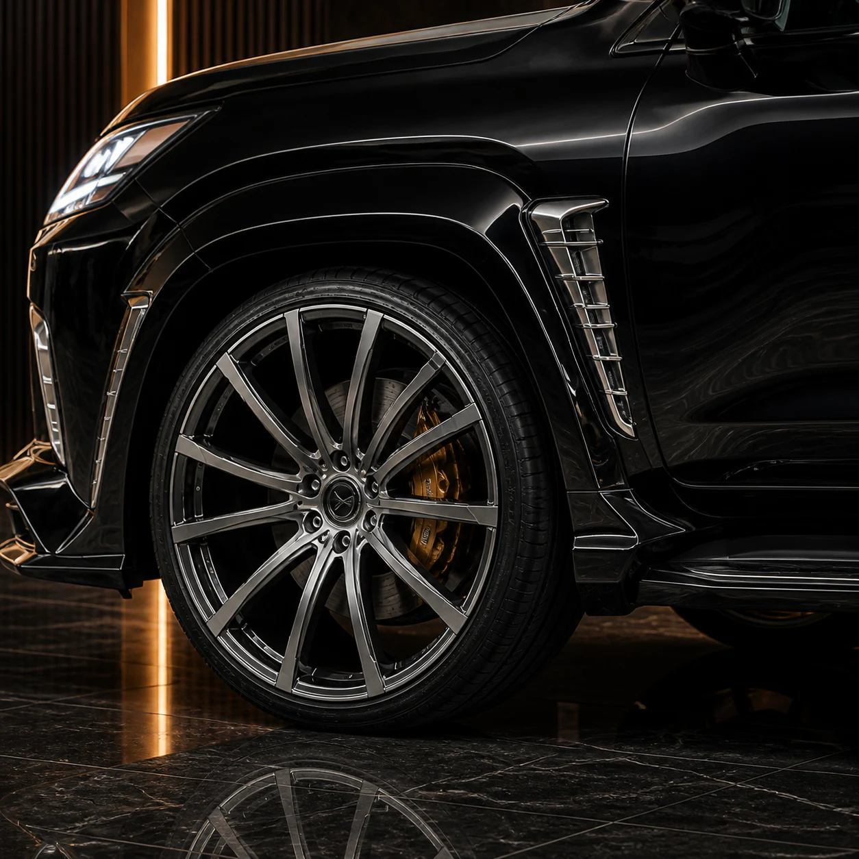 Lexus LX570 BV Sport Aero 24-inch wheel and 45 mm over-fender detail concept visual