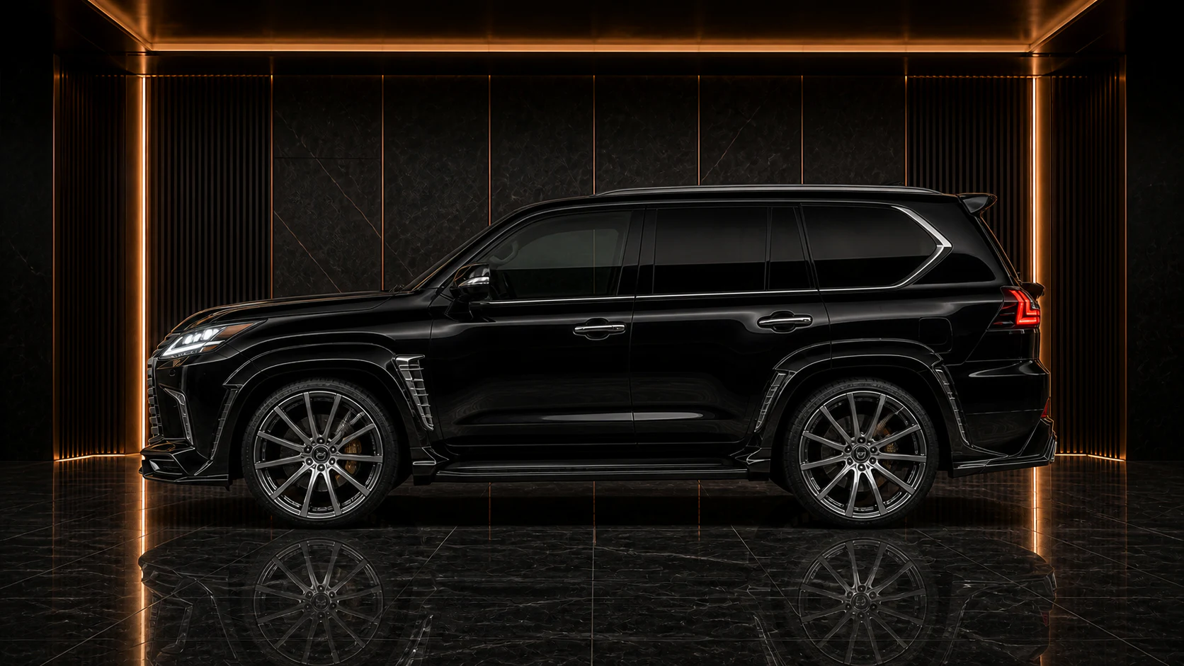Obsidian Black Lexus LX570 BV Sport Aero side profile concept visual