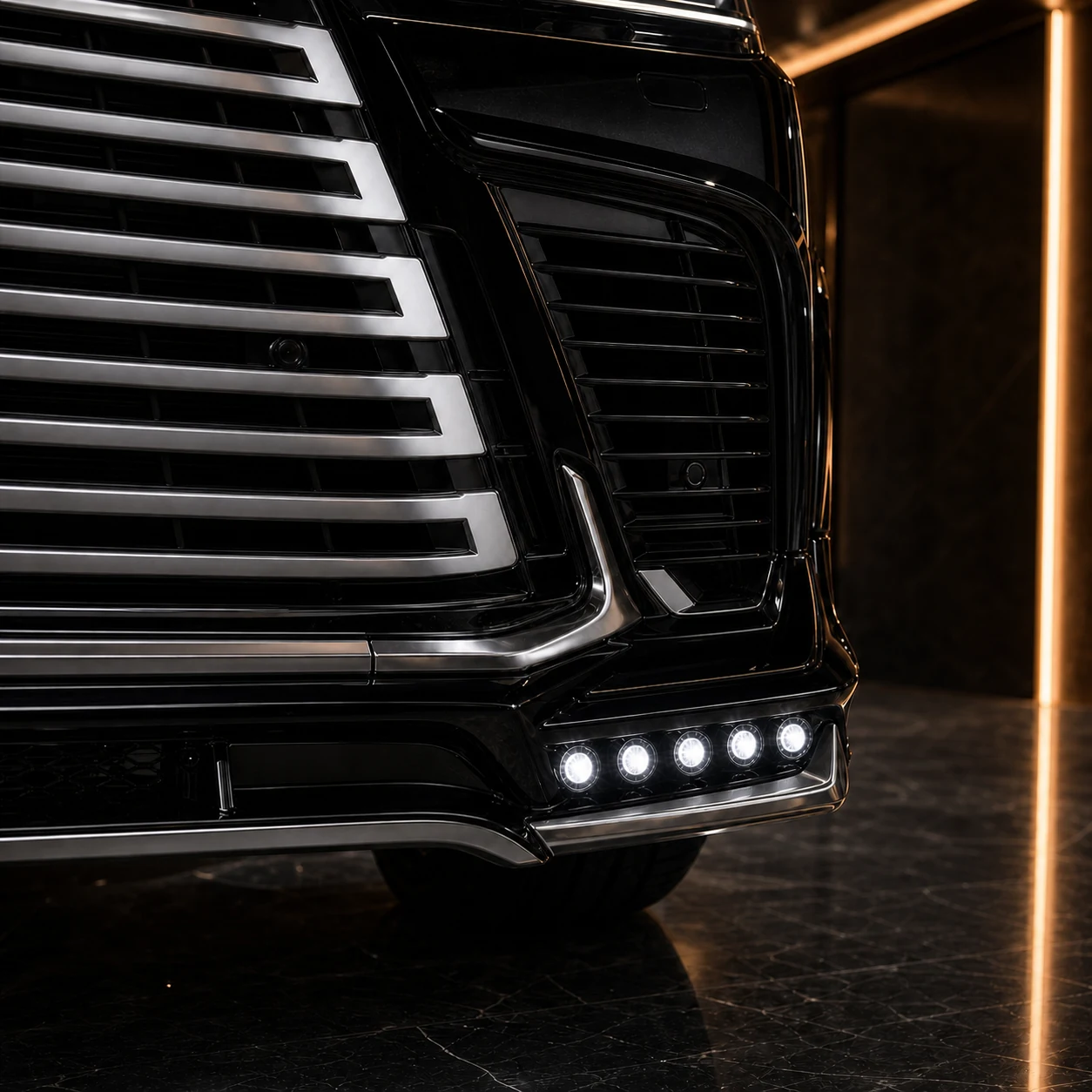 Lexus LX600/700h BV Sport Aero front apron and five-lamp LED detail concept visual