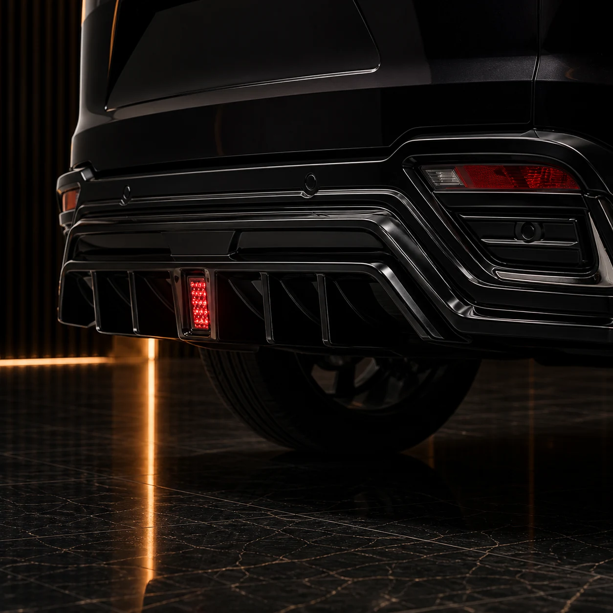 Lexus LX600/700h BV Sport Aero rear diffuser and central red LED detail concept visual