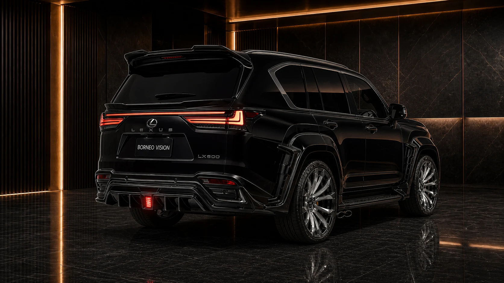 Obsidian Black Lexus LX600/700h BV Sport Aero Black Edition rear three-quarter concept visual