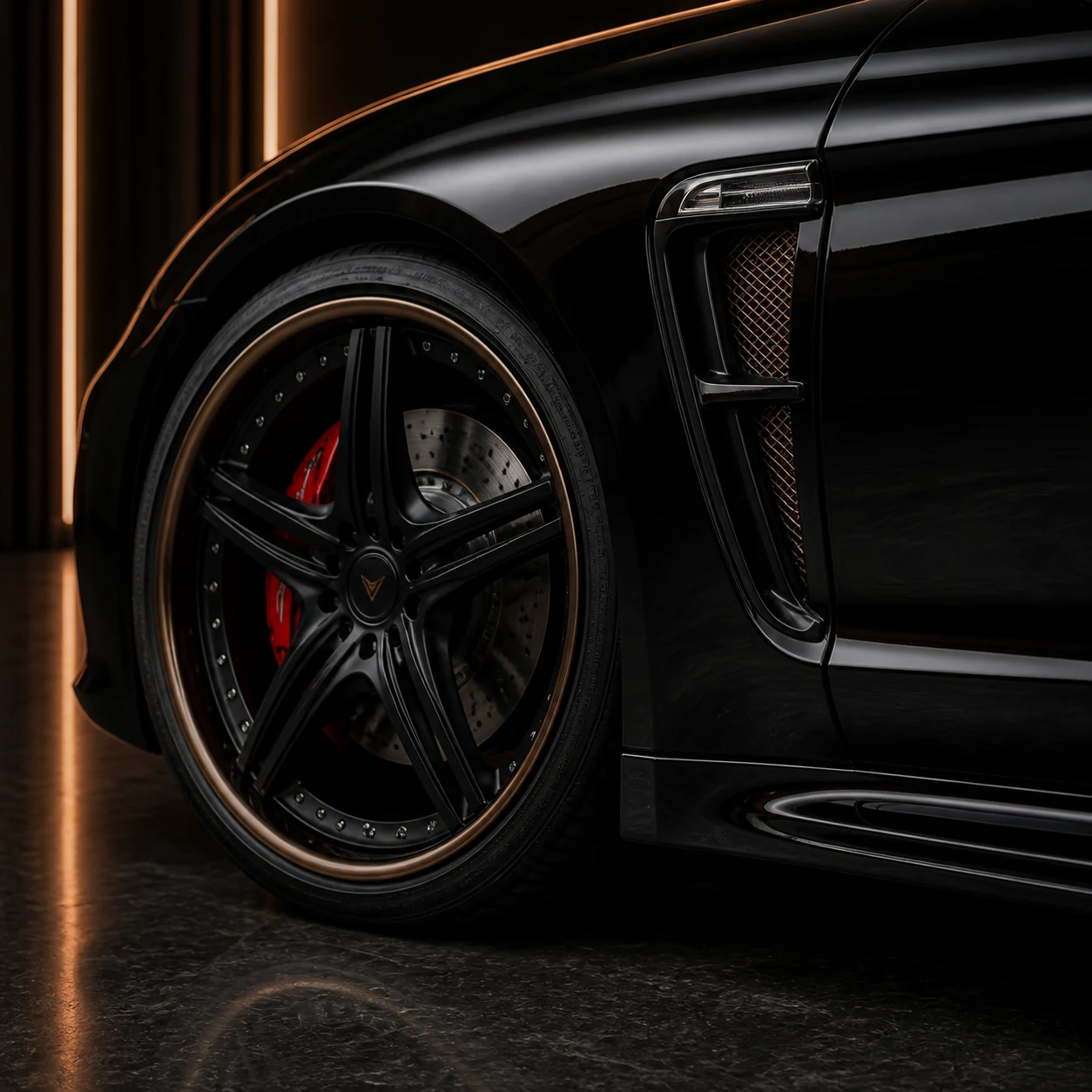 Sport Aero Black Edition 997 LED — Porsche Panamera 970 (2009–2014) — wheel and side detail