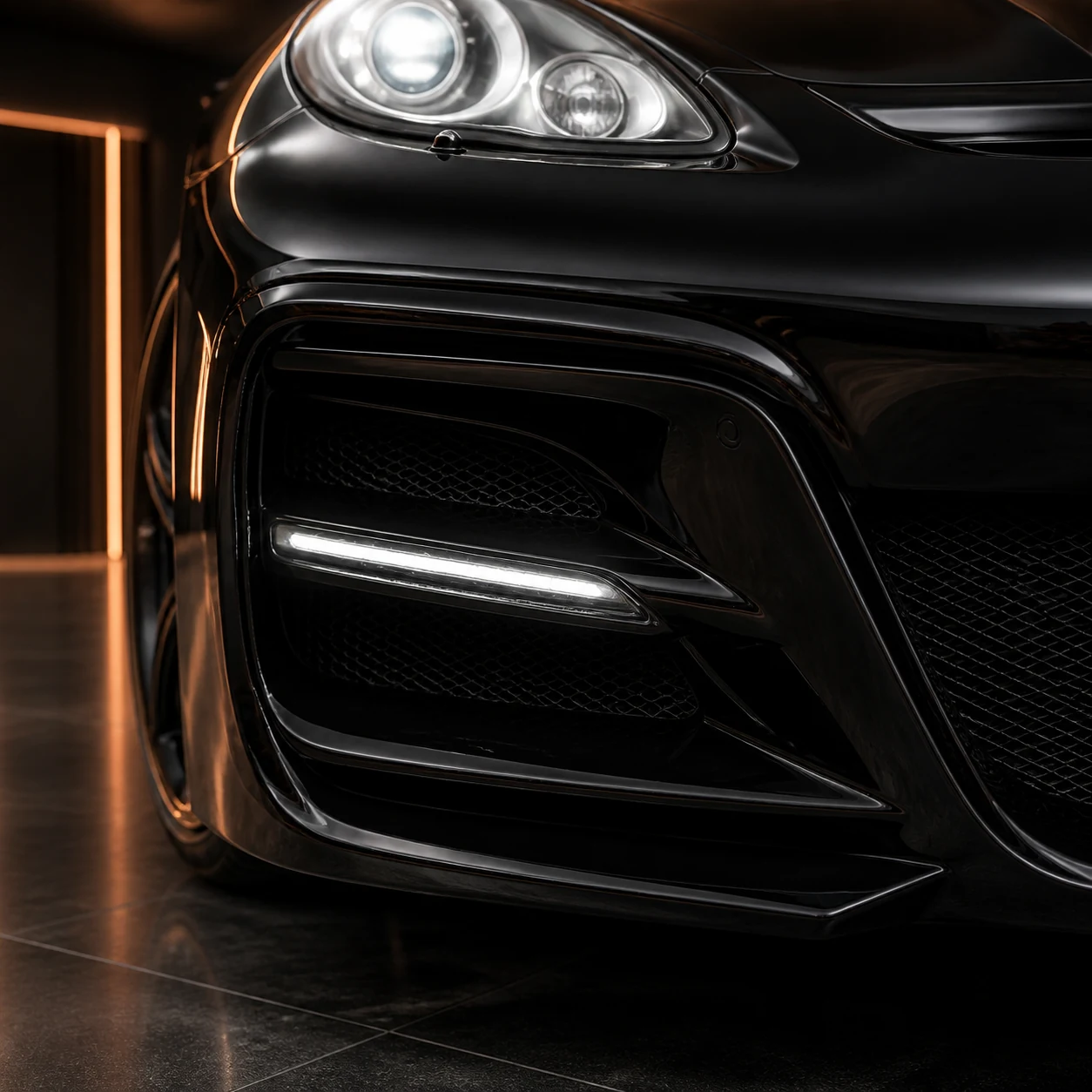 Sport Aero Black Edition Various LED — Porsche Panamera 970 (2009–2014) — front aero detail