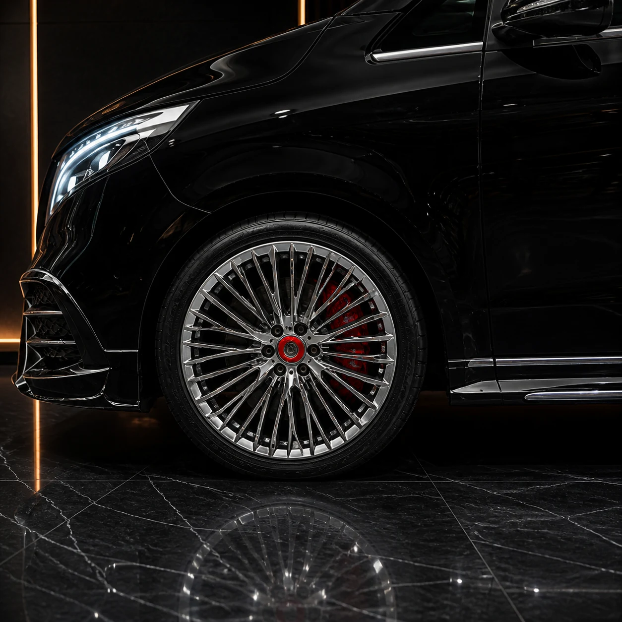 Regional-Restricted Sport Aero — Mercedes-Benz V-Class W447 Extra Long (2019–) — wheel and side detail