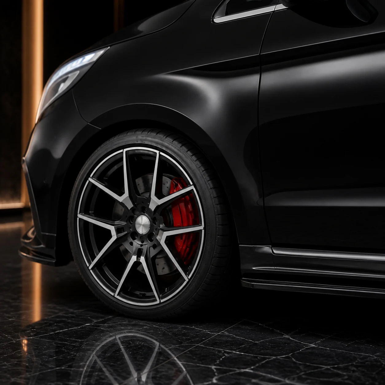 Sport Aero Black Edition — Mercedes-Benz V-Class W447 Long (2015–2019) — wheel and side detail