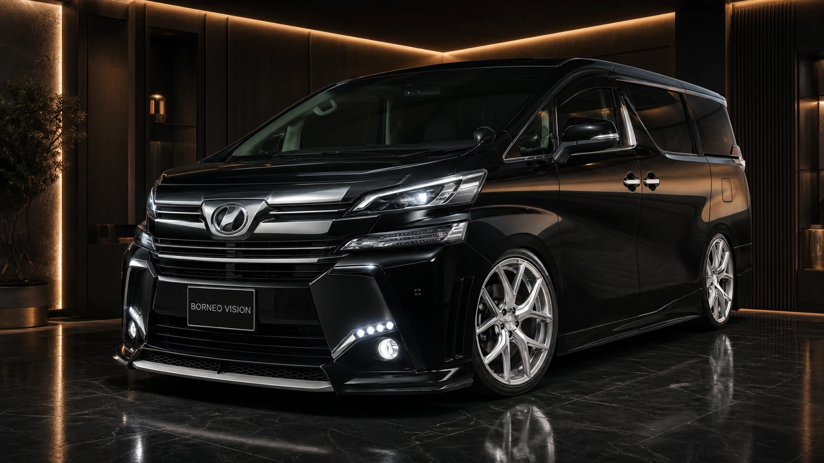 Sports Aero Bumper Type LED — Toyota Vellfire 30 All Grades Pre-Facelift (2015–2017) — front three-quarter