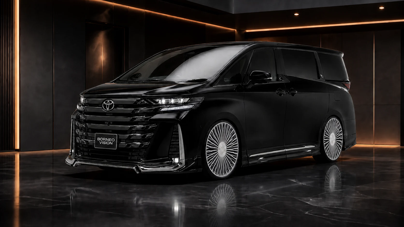 Sports Aero Smoked Chrome — Toyota Vellfire 40 Z Premier (2023–) — front three-quarter