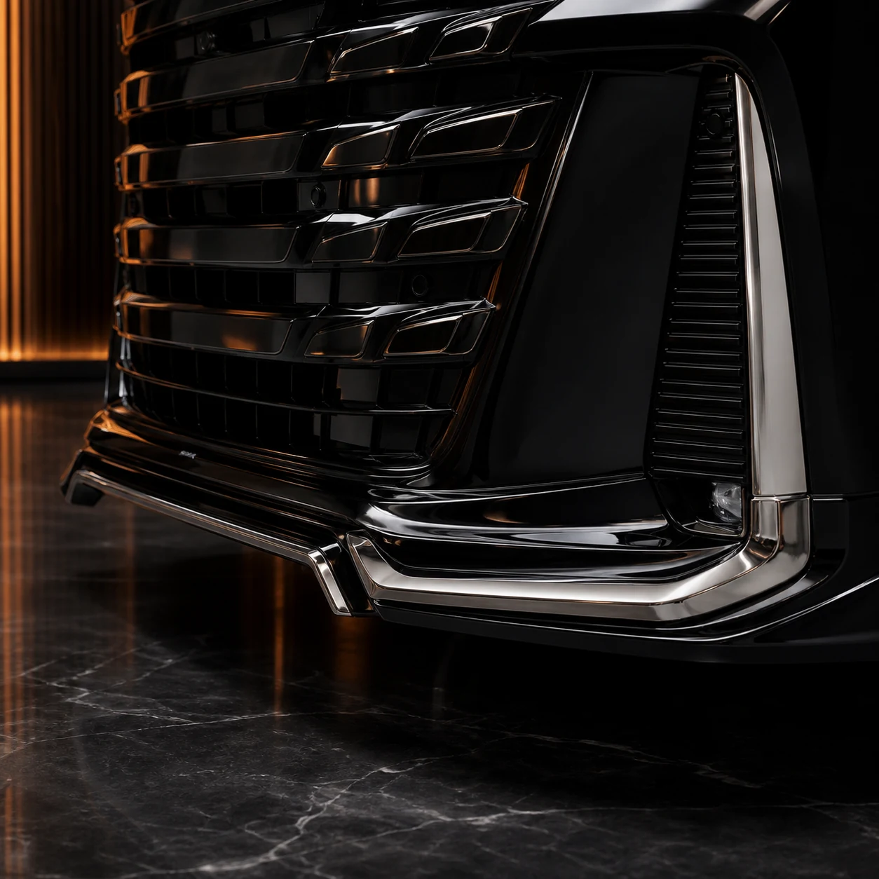 Sports Aero Smoked Chrome — Toyota Vellfire 40 Z Premier (2023–) — front aero detail