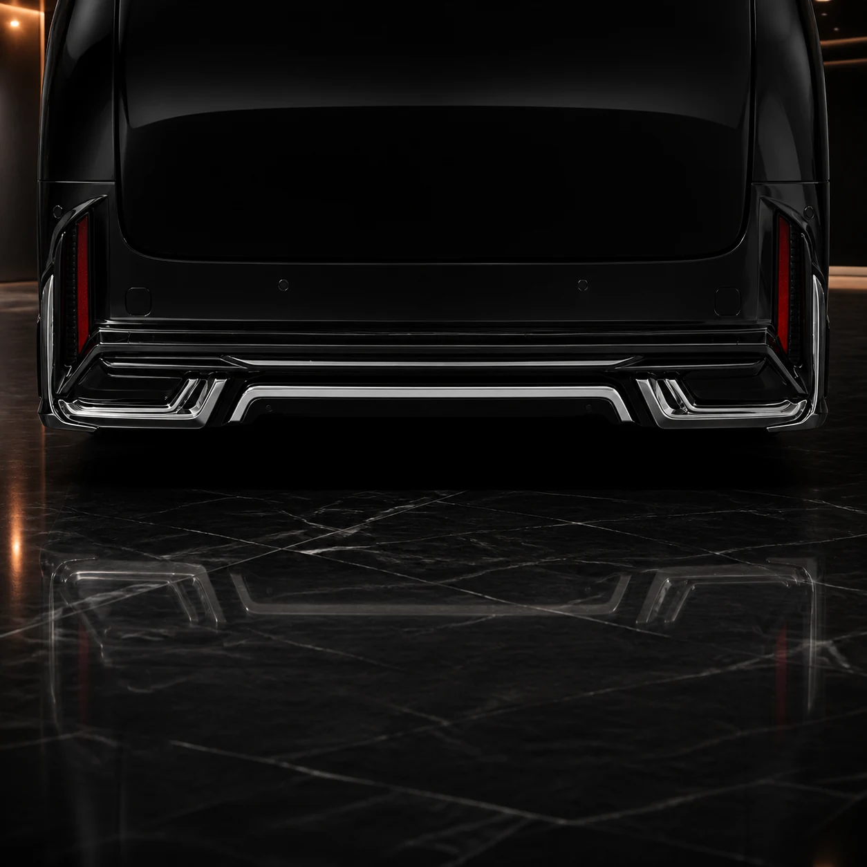 Sports Aero Smoked Chrome — Toyota Vellfire 40 Z Premier (2023–) — rear aero detail