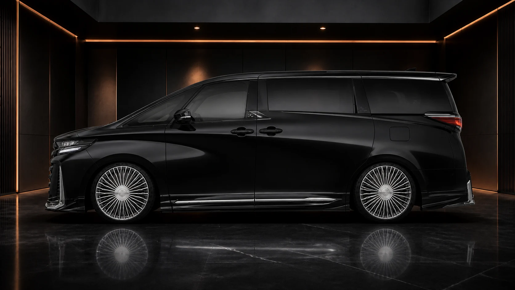 Sports Aero Smoked Chrome — Toyota Vellfire 40 Z Premier (2023–) — side profile