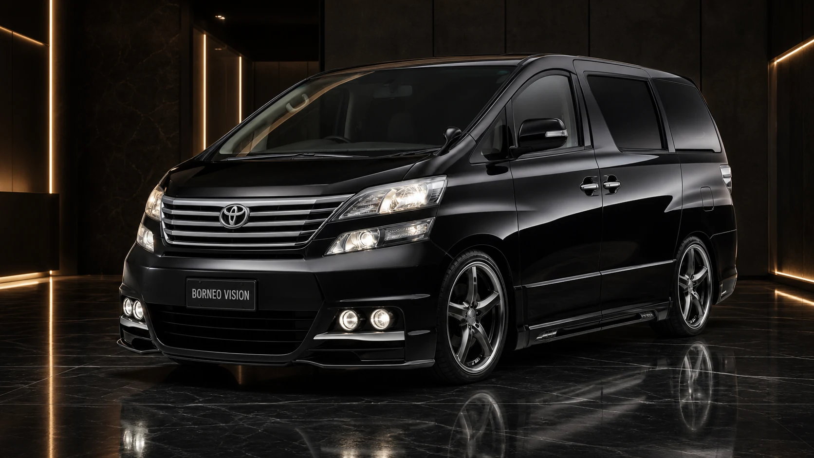 Sport Aero Black Edition FOG — Toyota Vellfire 20 Pre-Facelift (2008–2011) — front three-quarter