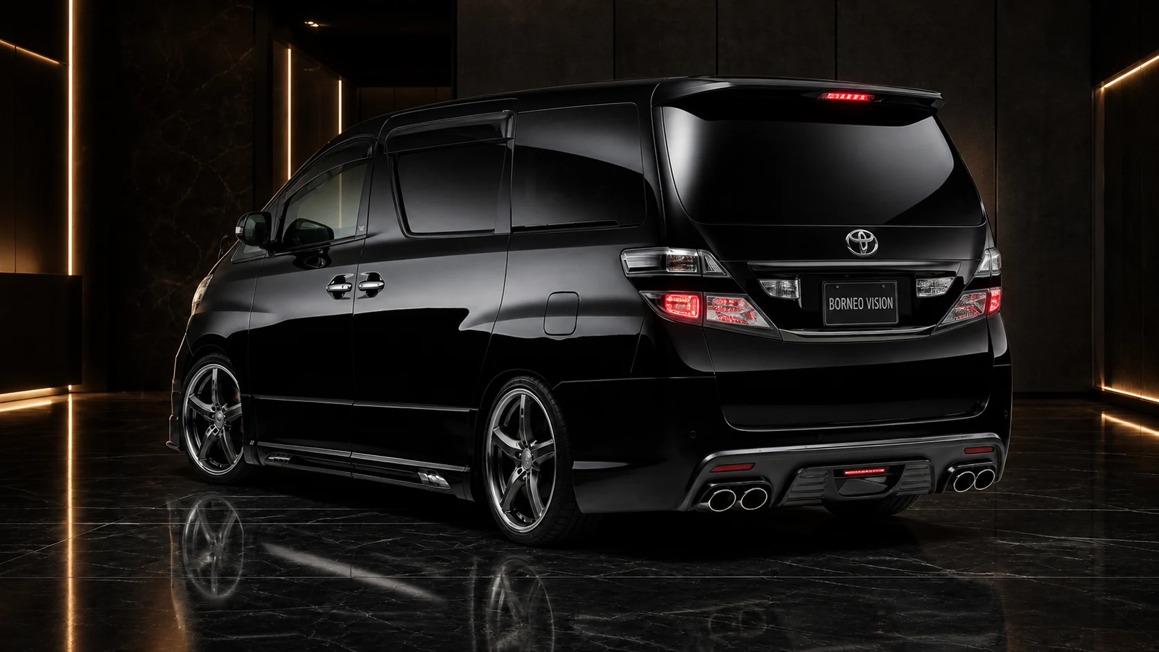 Sport Aero Black Edition FOG — Toyota Vellfire 20 Pre-Facelift (2008–2011) — rear three-quarter