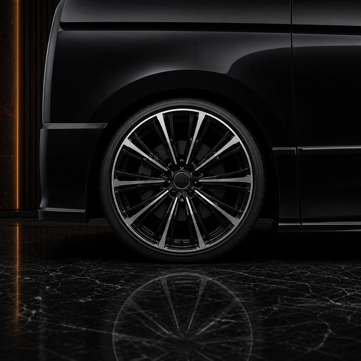 Sport Aero Black Edition Combination — Toyota Vellfire 20 Facelift (2011–2015) — wheel and side detail