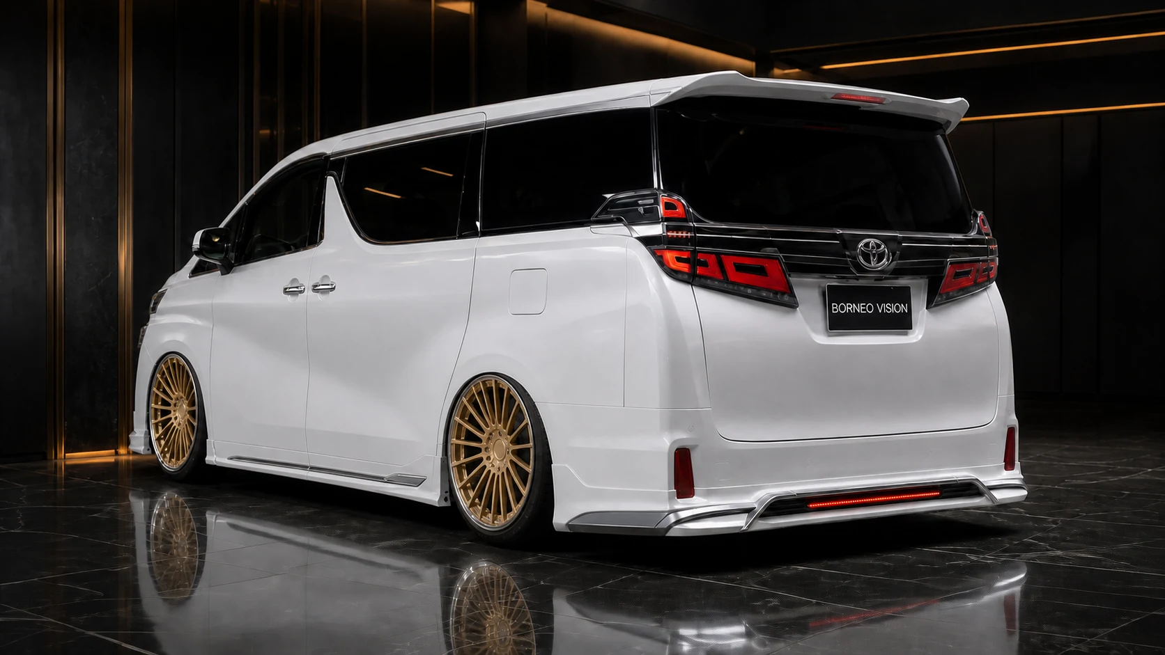 Executive Aero Complete Chrome + LED — Toyota Vellfire 30 Z/ZG/ZR Facelift (2017–2023) — rear three-quarter