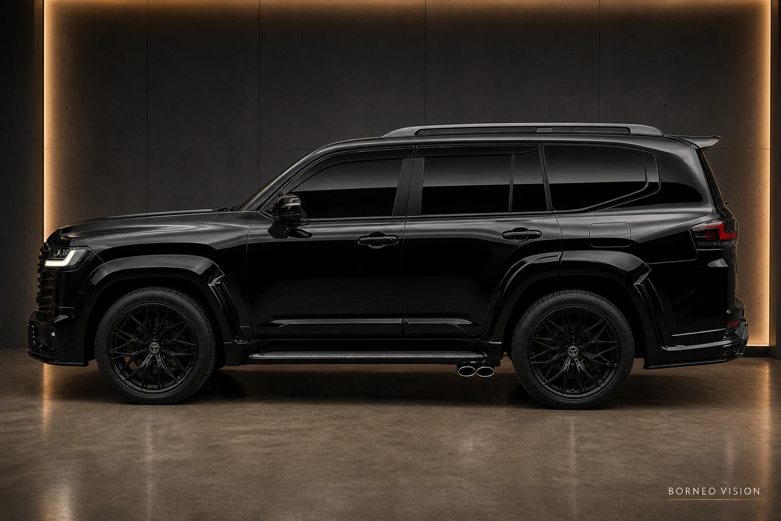 Toyota Land Cruiser 300 Obsidian Build 01, full left profile view