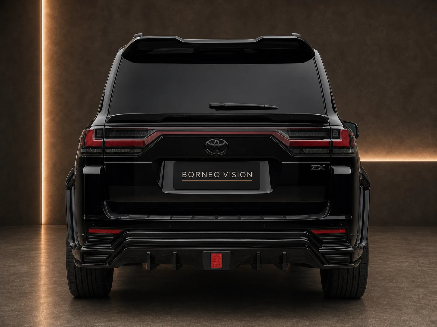 Toyota Land Cruiser 300 Obsidian Build 01, direct rear view