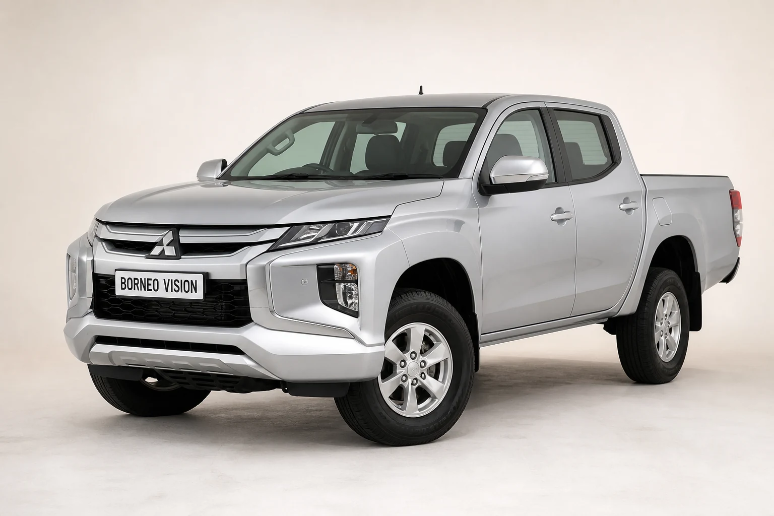 Mitsubishi Triton Gen 5 factory-state AI reference with BORNEO VISION plate