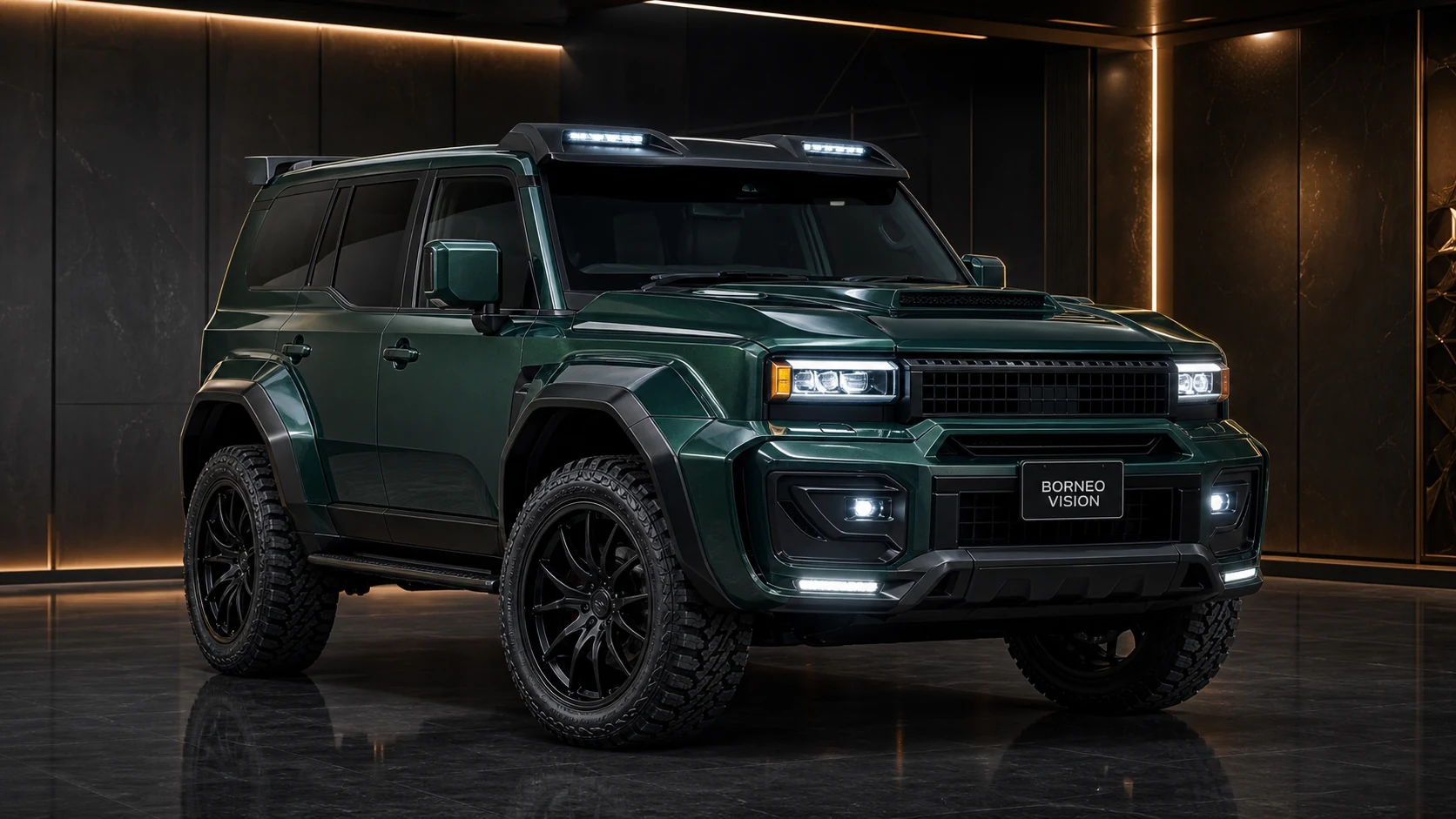 Toyota Land Cruiser 250 GTX 65mm Wide Complete front three-quarter AI concept visual