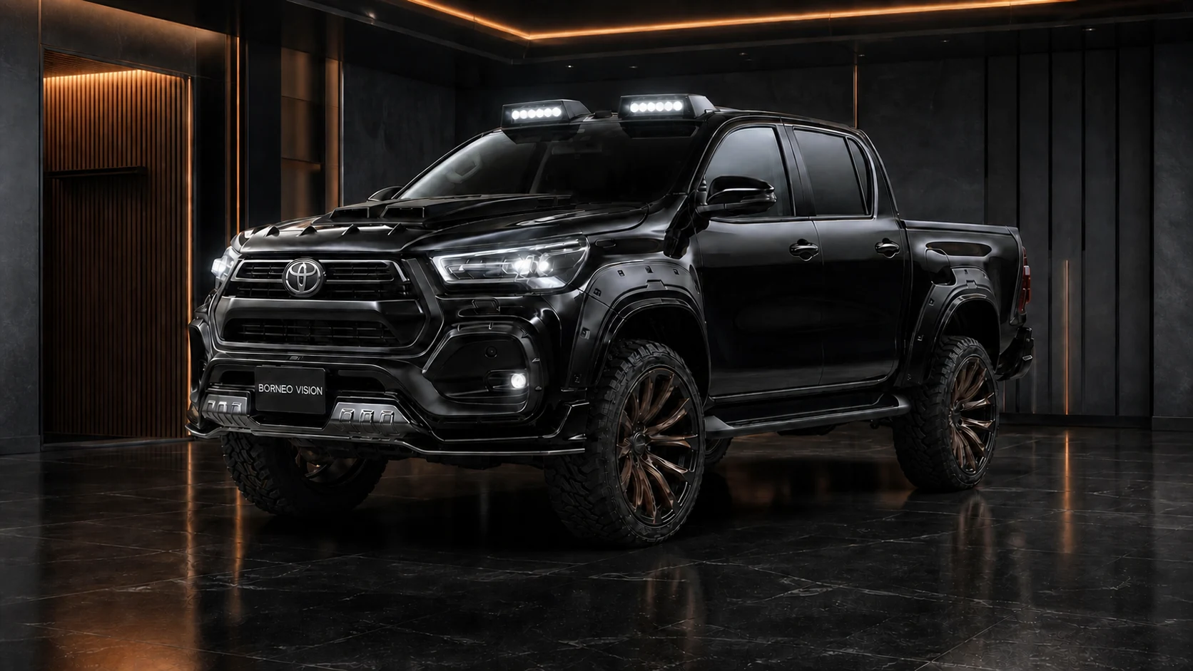 Sport Aero Black Edition Half Type — Toyota Hilux GUN125 (2020+) — front three-quarter