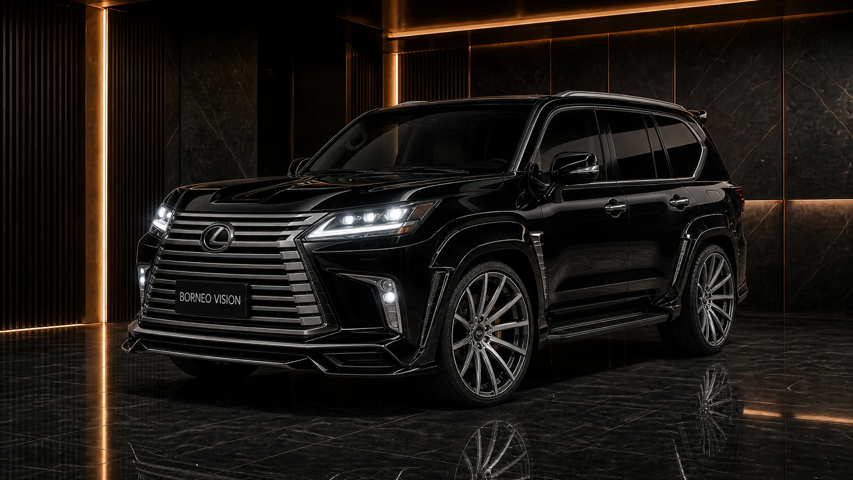 Obsidian Black Lexus LX570 BV Sport Aero front three-quarter concept visual