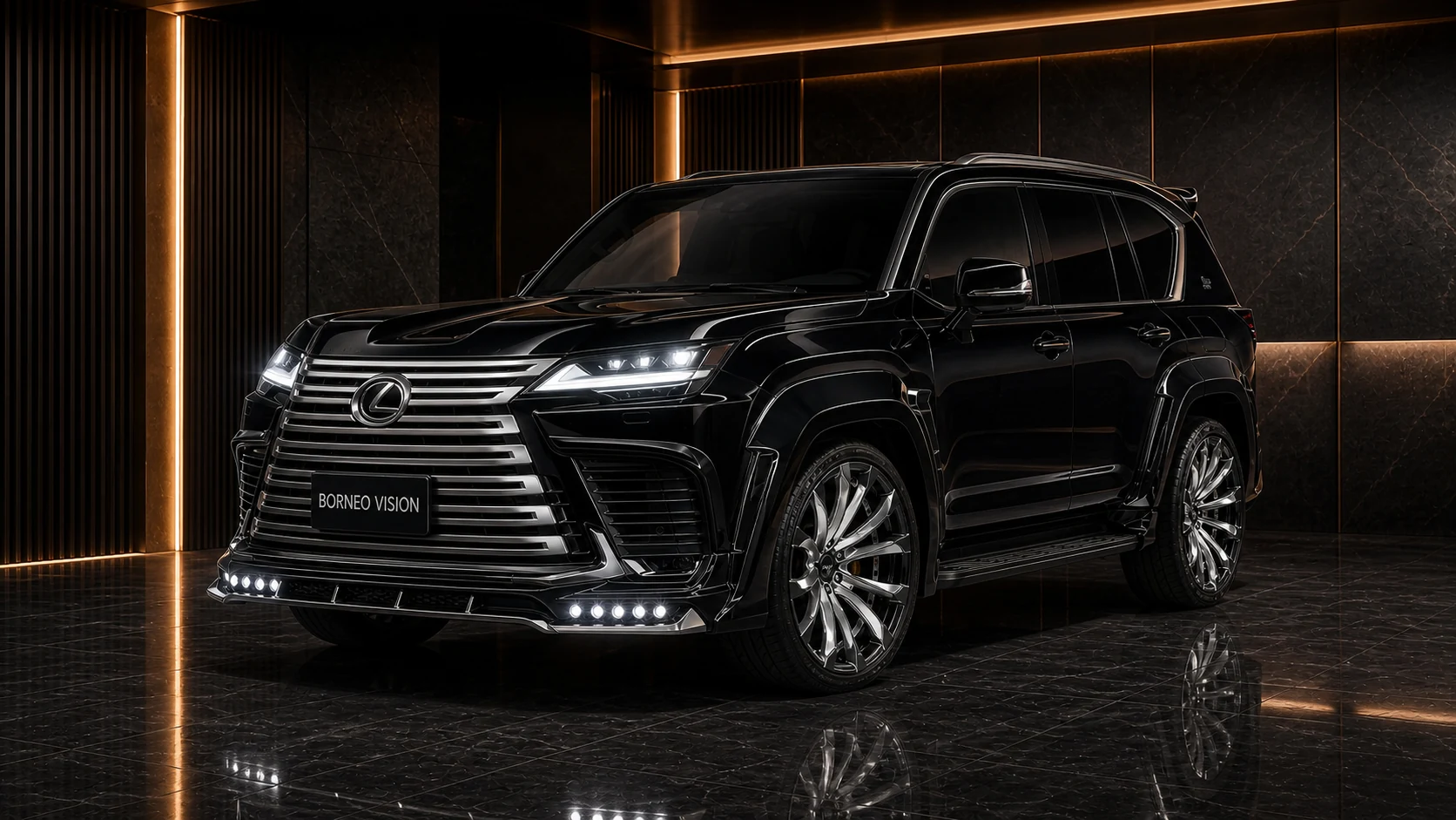 Obsidian Black Lexus LX600/700h BV Sport Aero Black Edition front three-quarter concept visual