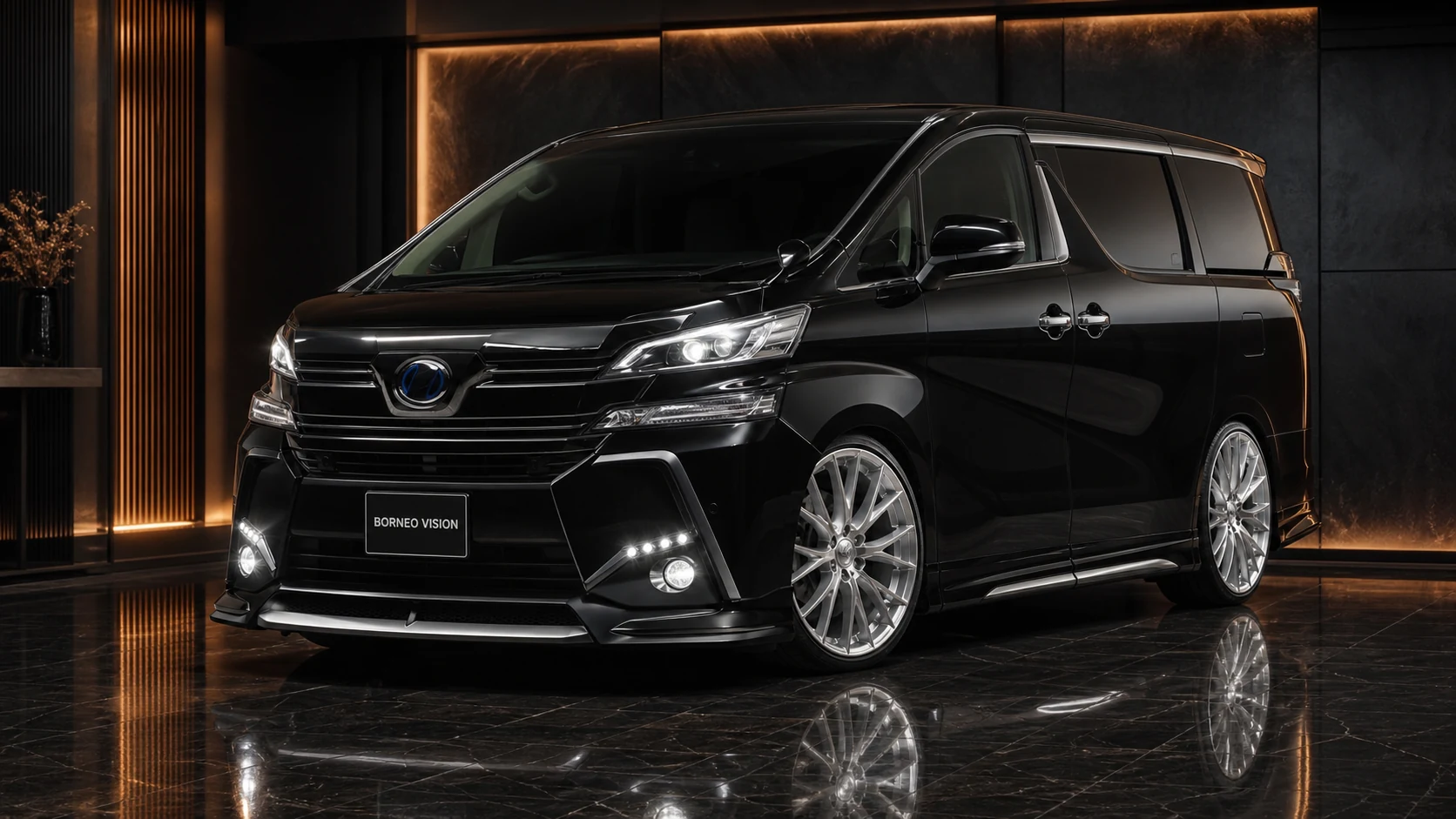 Sports Aero Half Type LED — Toyota Vellfire 30 Z/ZA/ZR Pre-Facelift (2015–2017) — front three-quarter
